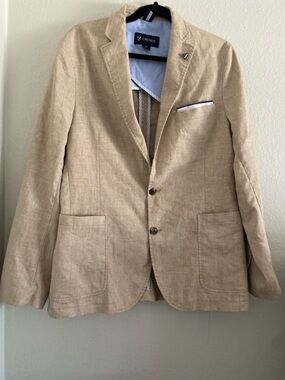 Cremieux Linen Blend Off-Duty Blazer Men's M Elbow Patch Jacket